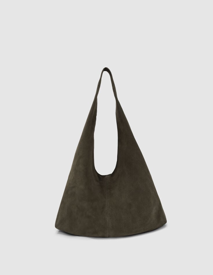 Ikks Sac Hobo Kaki Cuir Velours