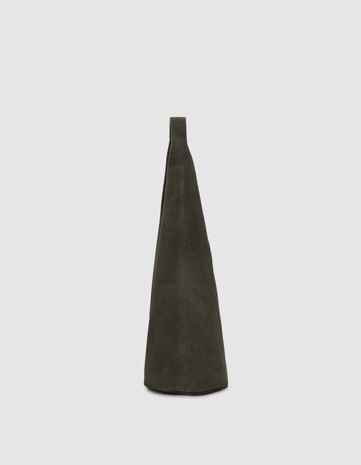 Ikks Sac Hobo Kaki Cuir Velours