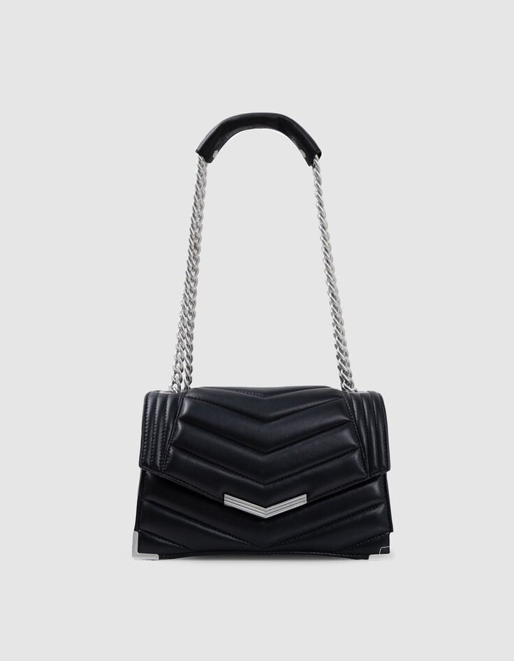Ikks Sac THE 1- Noir Cuir Matelassé Taille M
