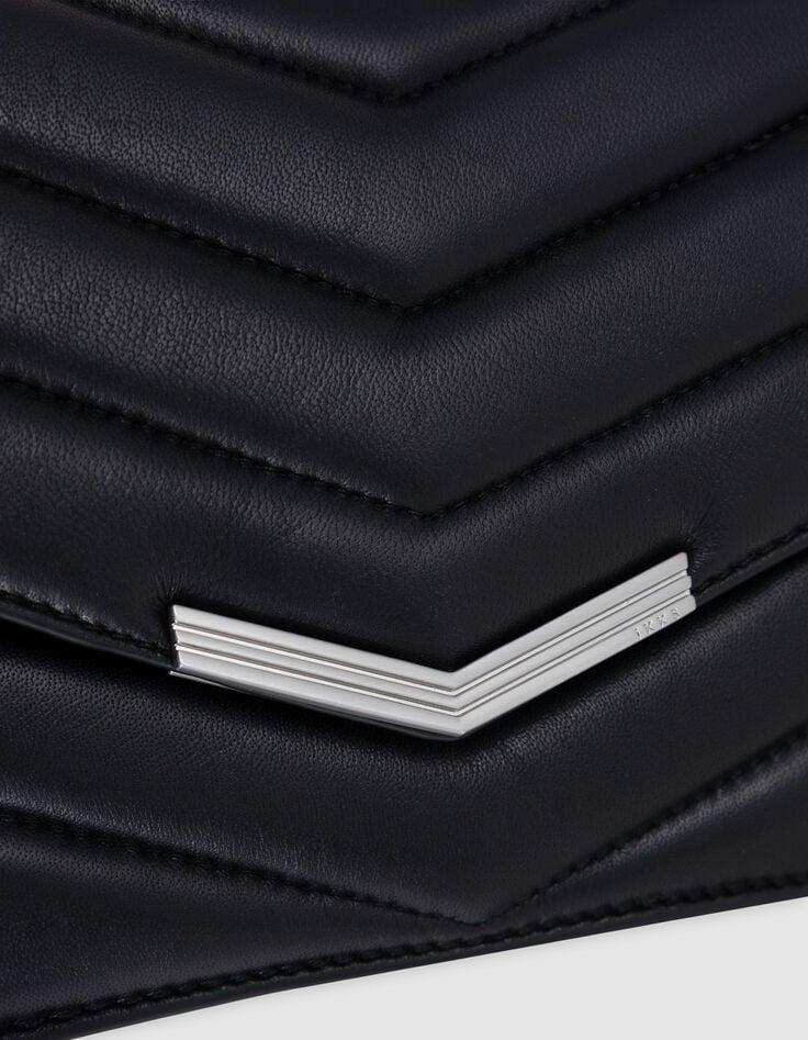 Ikks Sac THE 1- Noir Cuir Matelassé Taille M