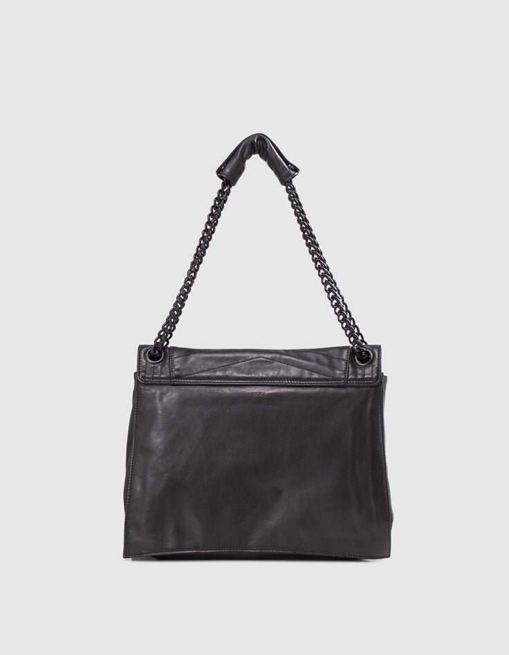 Ikks Sac THE 1. Noir Cuir Matelassé Taille XL Femme