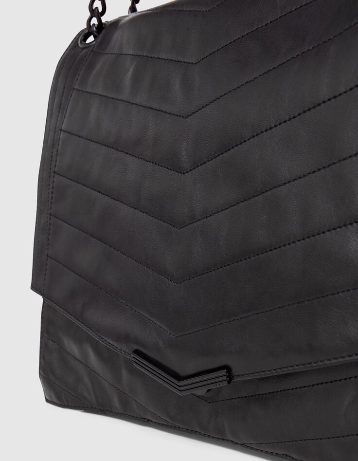 Ikks Sac THE 1. Noir Cuir Matelassé Taille XL Femme