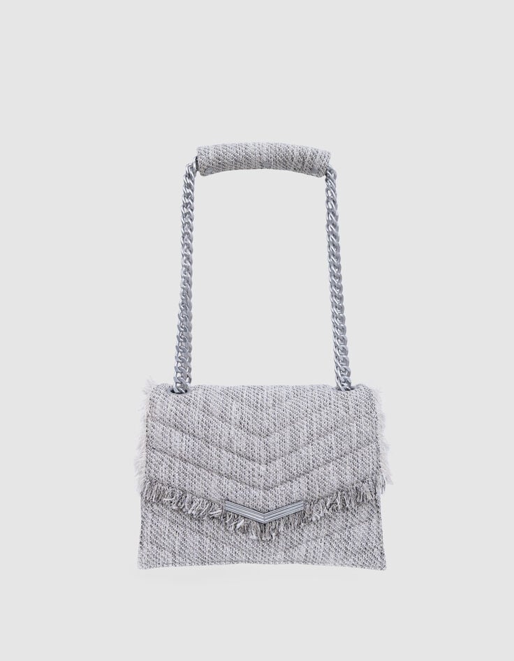 Ikks Sac THE 1- TWEED Gris Chiné Matelassé Taille M