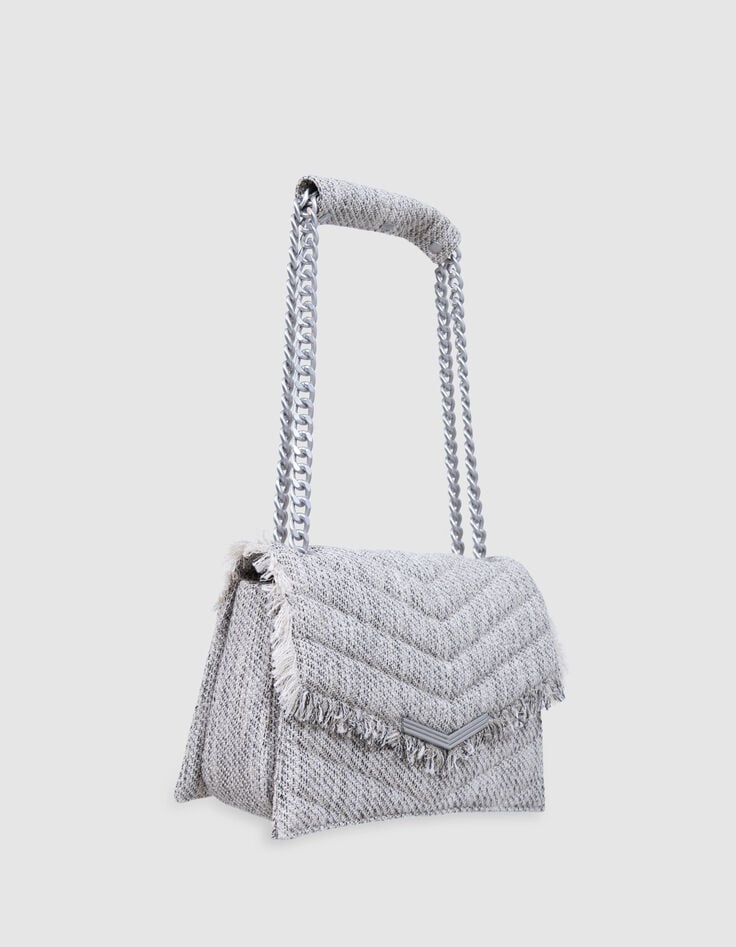Ikks Sac THE 1- TWEED Gris Chiné Matelassé Taille M