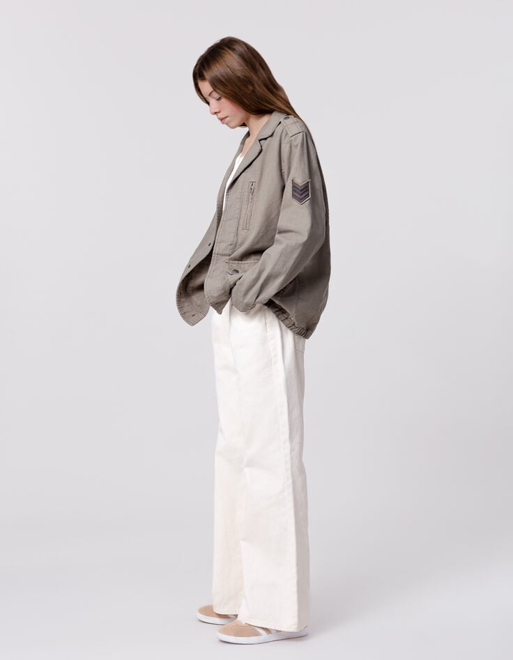 Ikks Saharienne Kaki Maxi Broderies Dos Fille