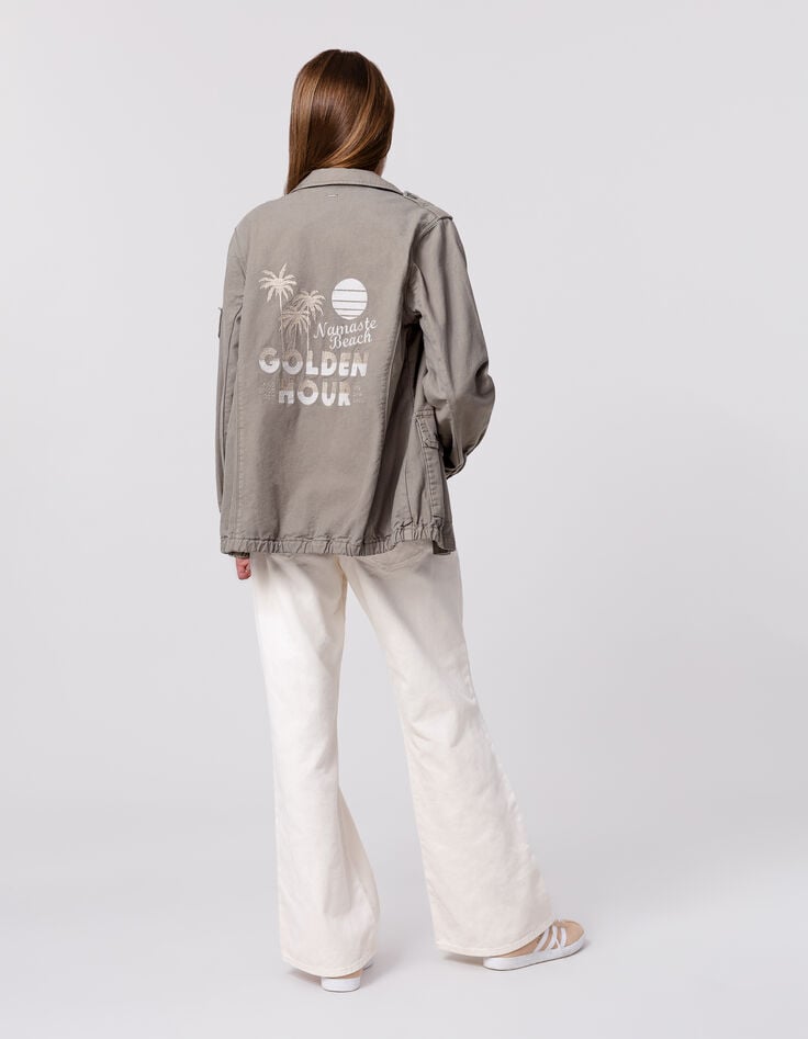 Ikks Saharienne Kaki Maxi Broderies Dos Fille