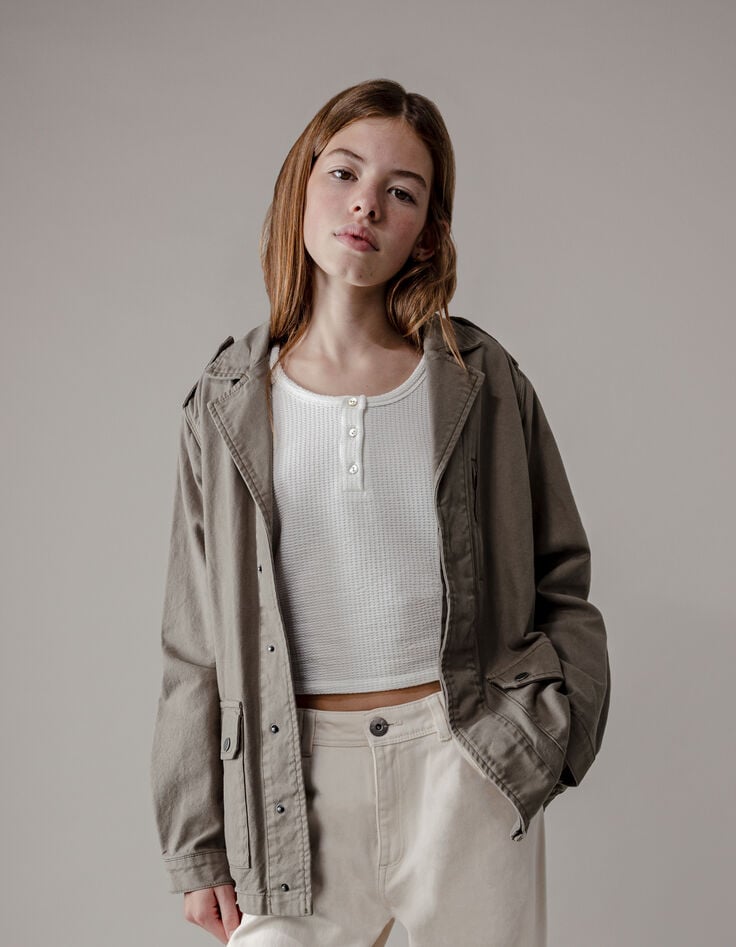 ikks Saharienne kaki maxi broderies dos fille