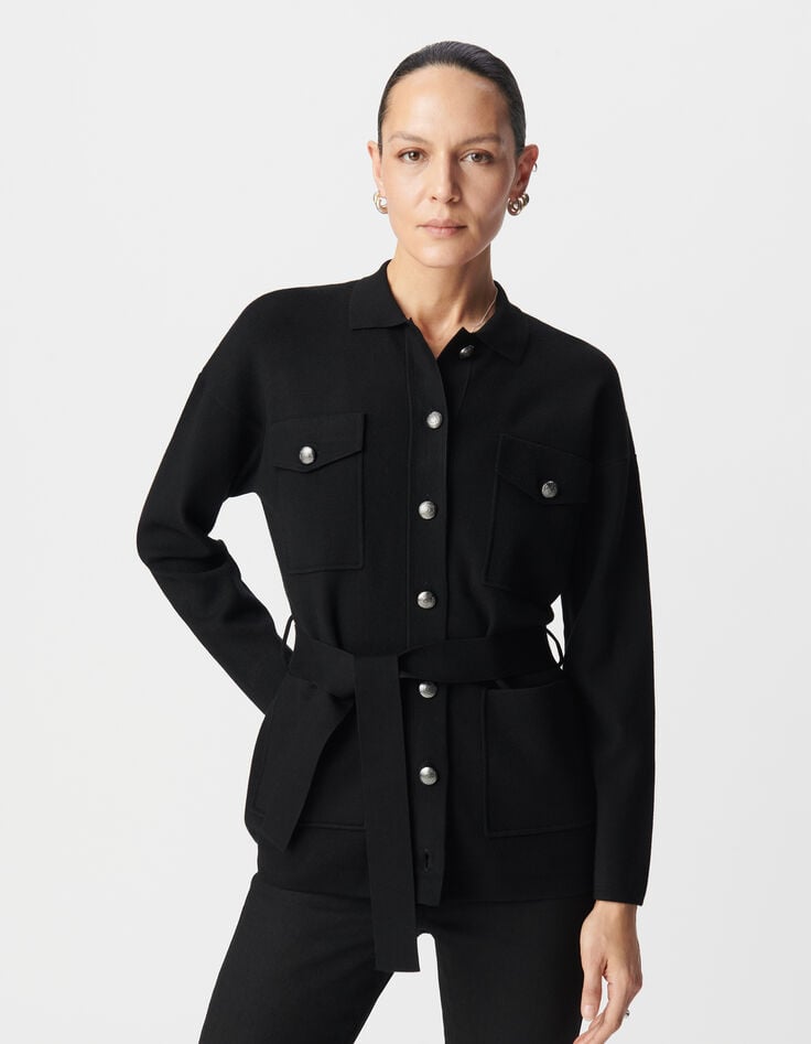 Ikks Saharienne Noire Tricot 4 Poches Femme