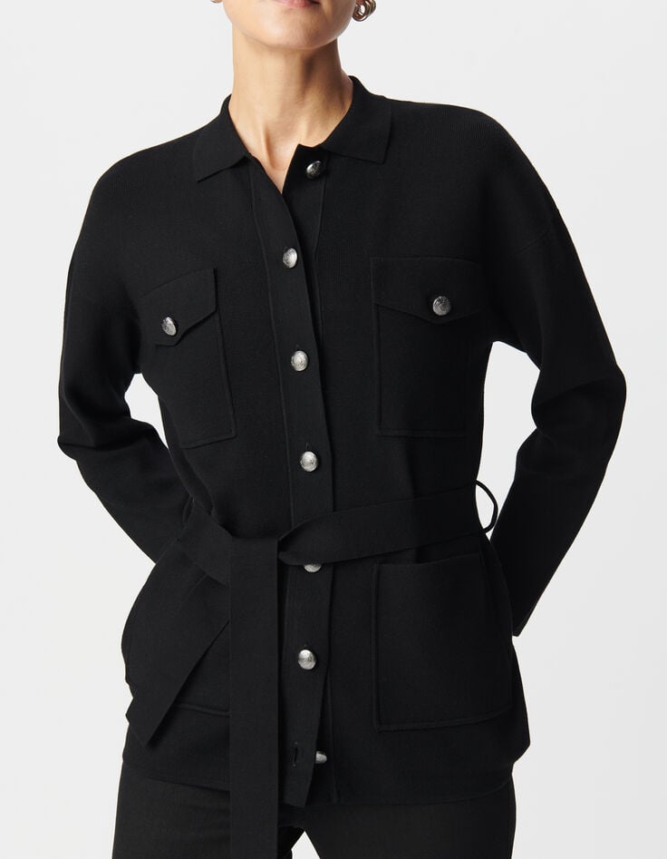 Ikks Saharienne Noire Tricot 4 Poches Femme