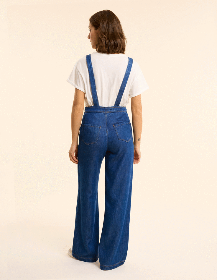 Ikks Salopette Large En Jean Bleu Foncé I.Code