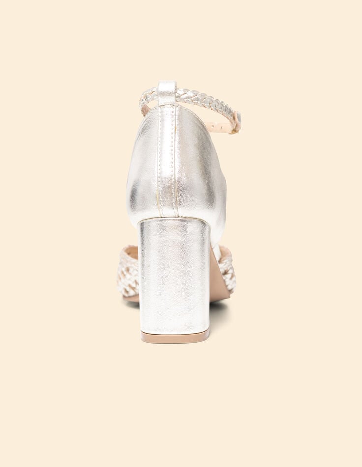 Ikks Sandales à Talon Doré Cuir Tressé I.Code