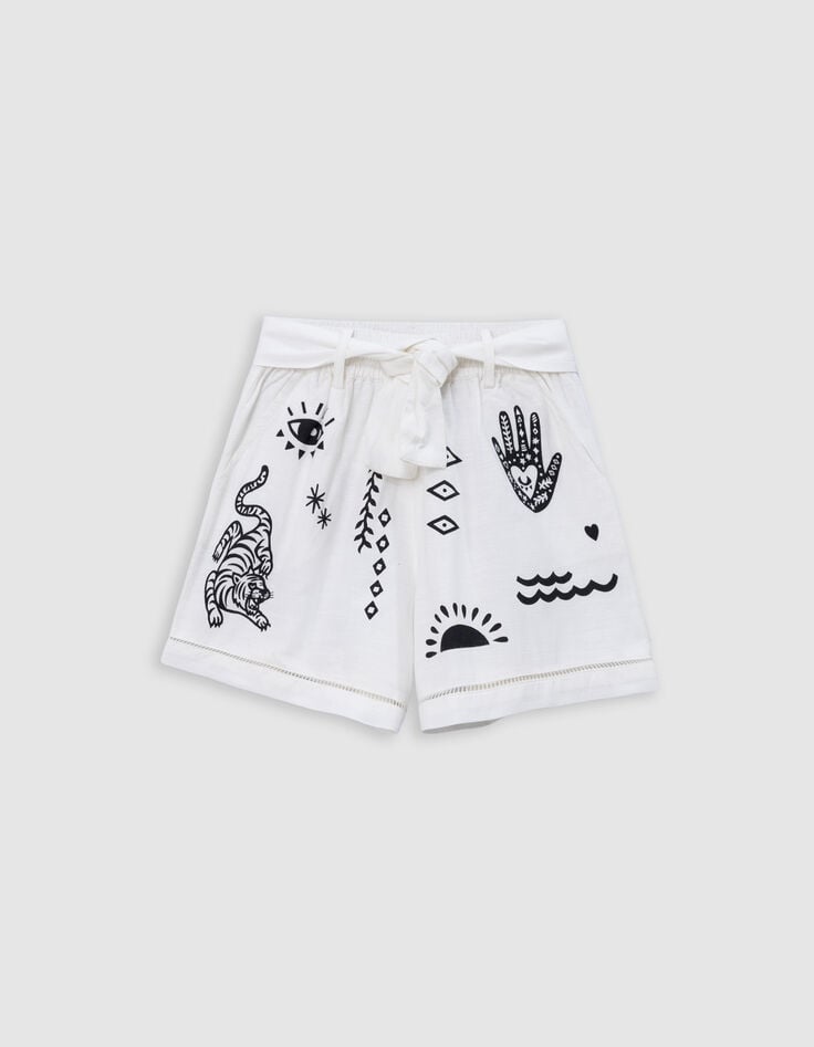 Ikks Short Blanc Imprimé Maxi Motifs Fille