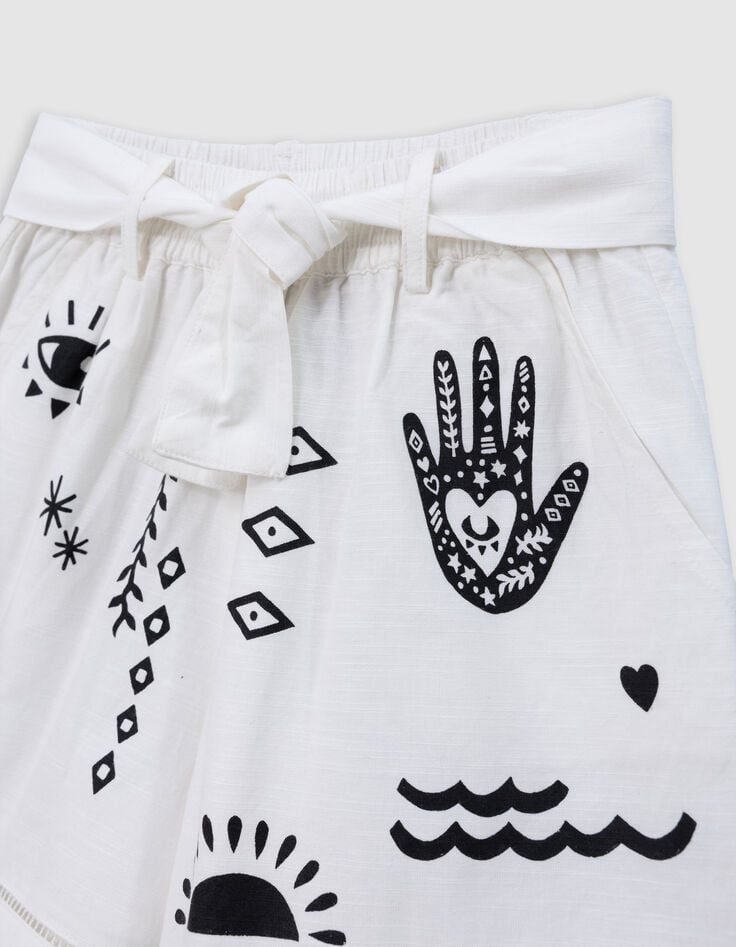 Ikks Short Blanc Imprimé Maxi Motifs Fille