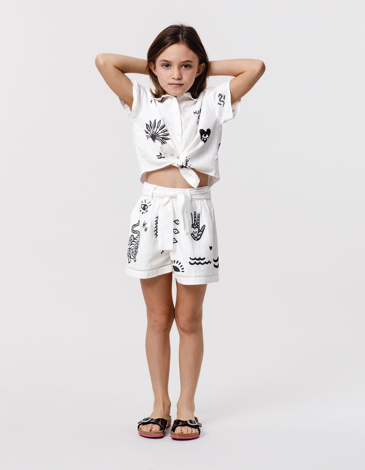 ikks Short blanc imprimé maxi motifs fille