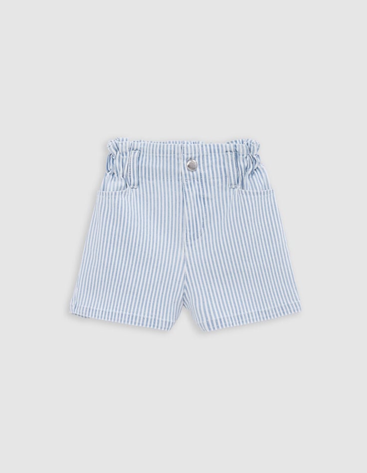 Ikks Short En Jean Blanc Rayures Bleues Fille