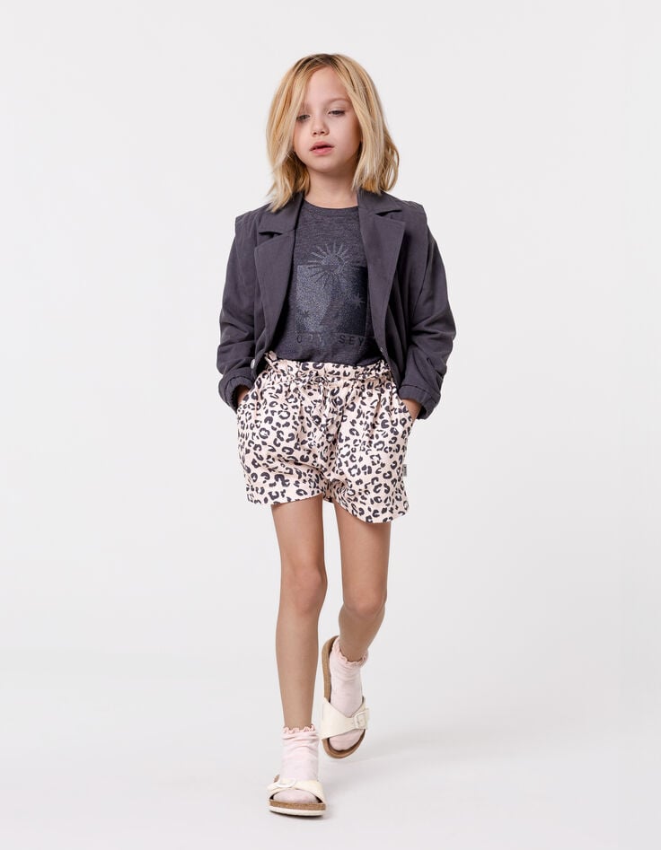 ikks Short rose imprimé léopard fille