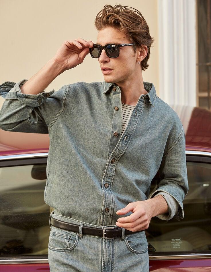 ikks Surchemise en jean REGULAR bleu gris Homme