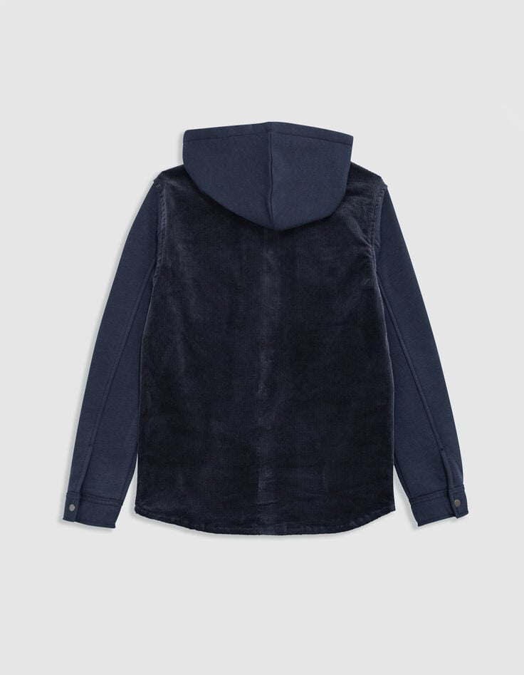 Ikks Surchemise Marine Bi-matière à Capuche Garçon