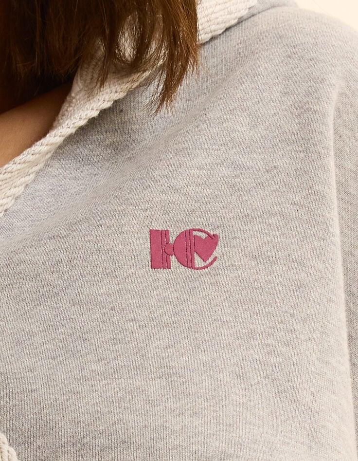 Ikks Sweat à Capuche Gris Col Cache-cœur I.Code