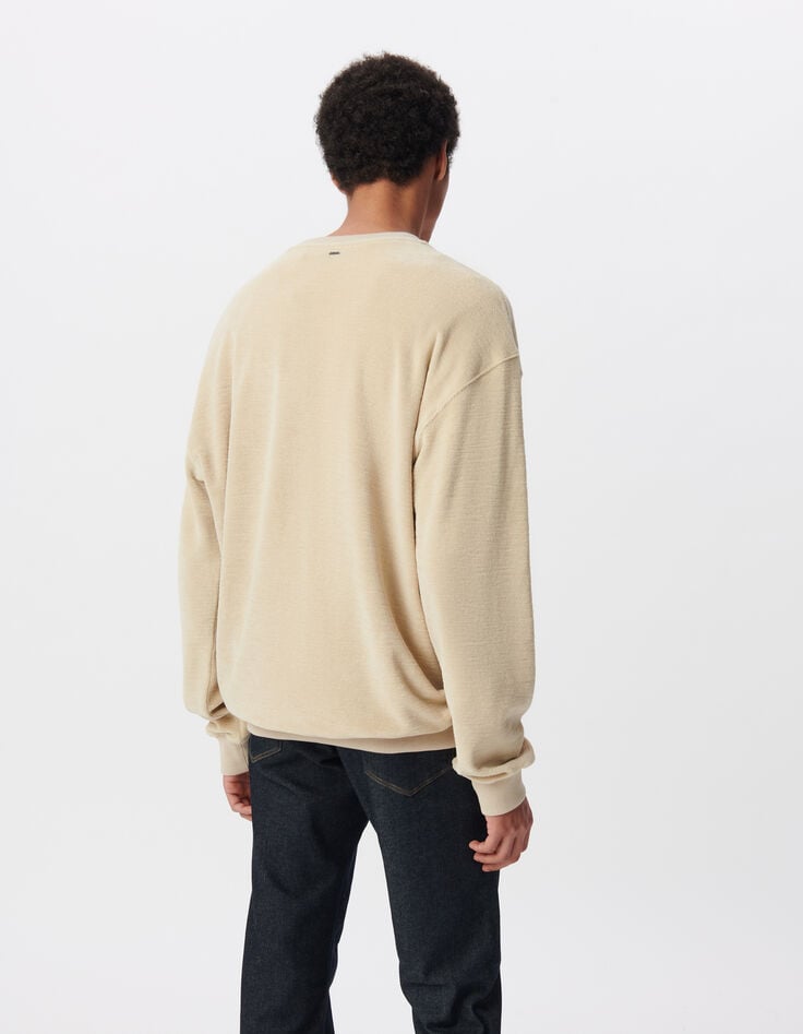 Ikks Sweat Beige Coton Bio En éponge Homme
