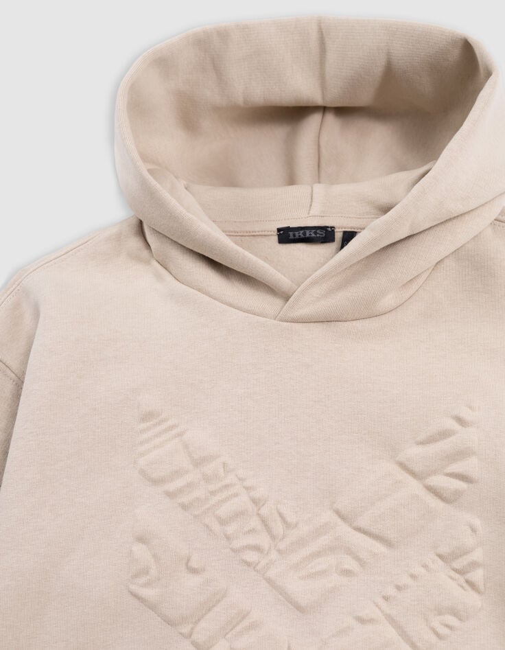 Ikks Sweat Beige Maxi Chevrons Embossés Garçon