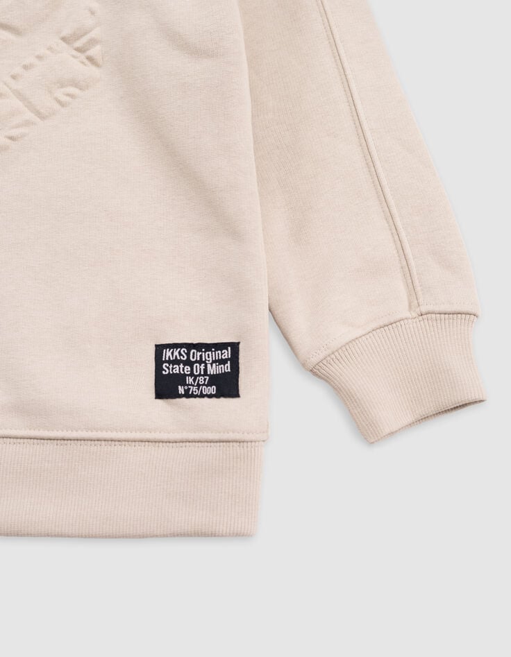 Ikks Sweat Beige Maxi Chevrons Embossés Garçon
