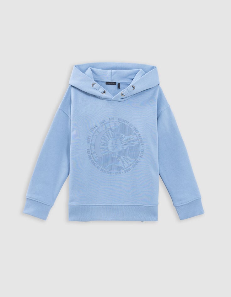 Ikks Sweat Bleu à Capuche Motif Soleil-lune Garçon