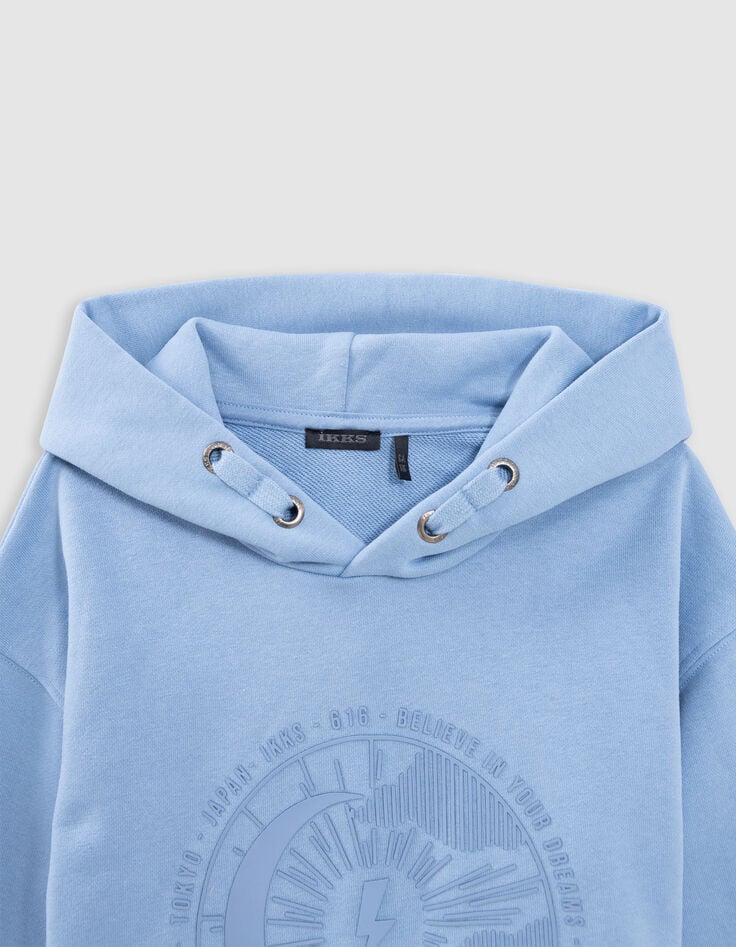 Ikks Sweat Bleu à Capuche Motif Soleil-lune Garçon
