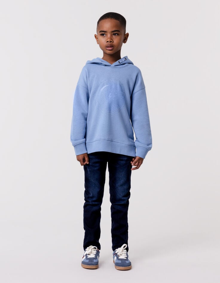 ikks Sweat bleu à capuche motif soleil-lune garçon