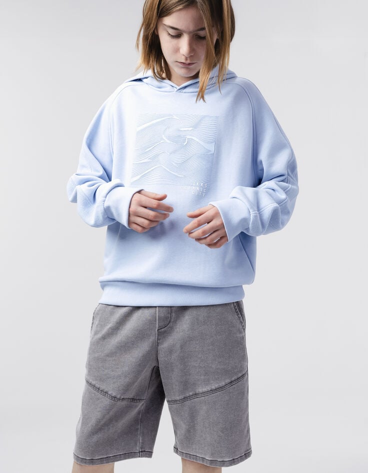 Ikks Sweat Bleu Flocage Gomme Ondes Marines Garçon