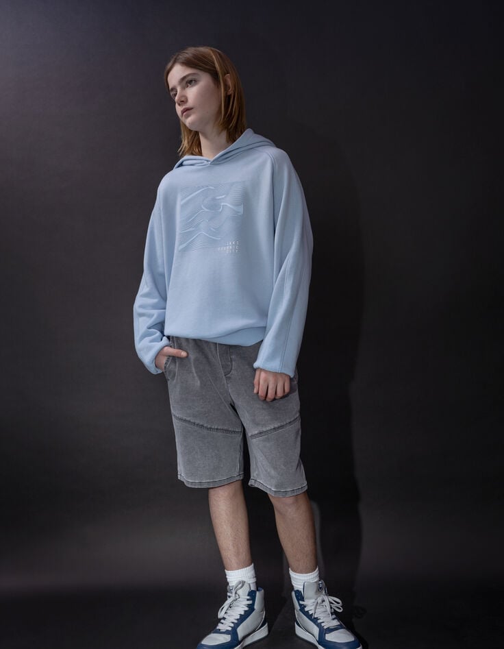 Ikks Sweat Bleu Flocage Gomme Ondes Marines Garçon