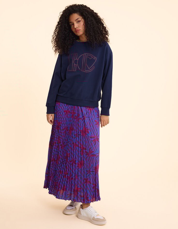 Ikks Sweat Bleu Monogramme Flocage Gomme I.Code