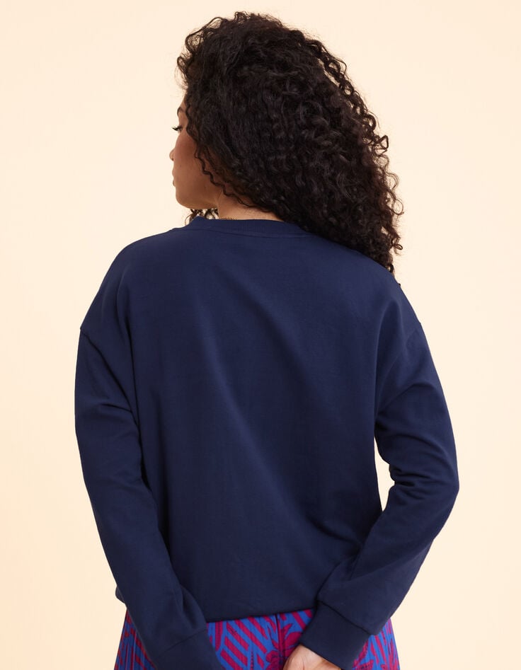 Ikks Sweat Bleu Monogramme Flocage Gomme I.Code