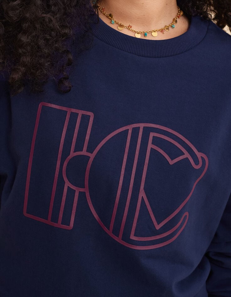 Ikks Sweat Bleu Monogramme Flocage Gomme I.Code