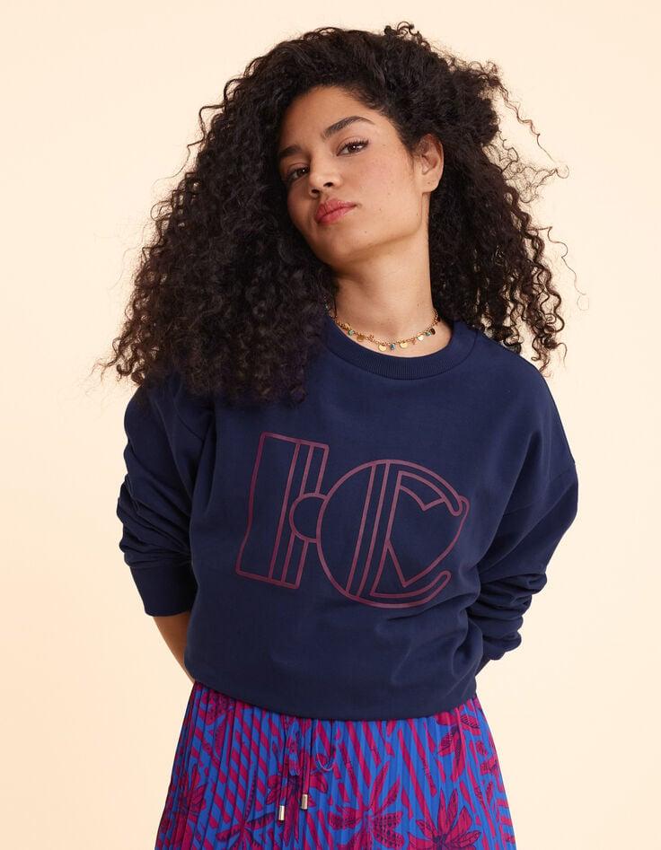ikks Sweat bleu monogramme flocage gomme I.Code