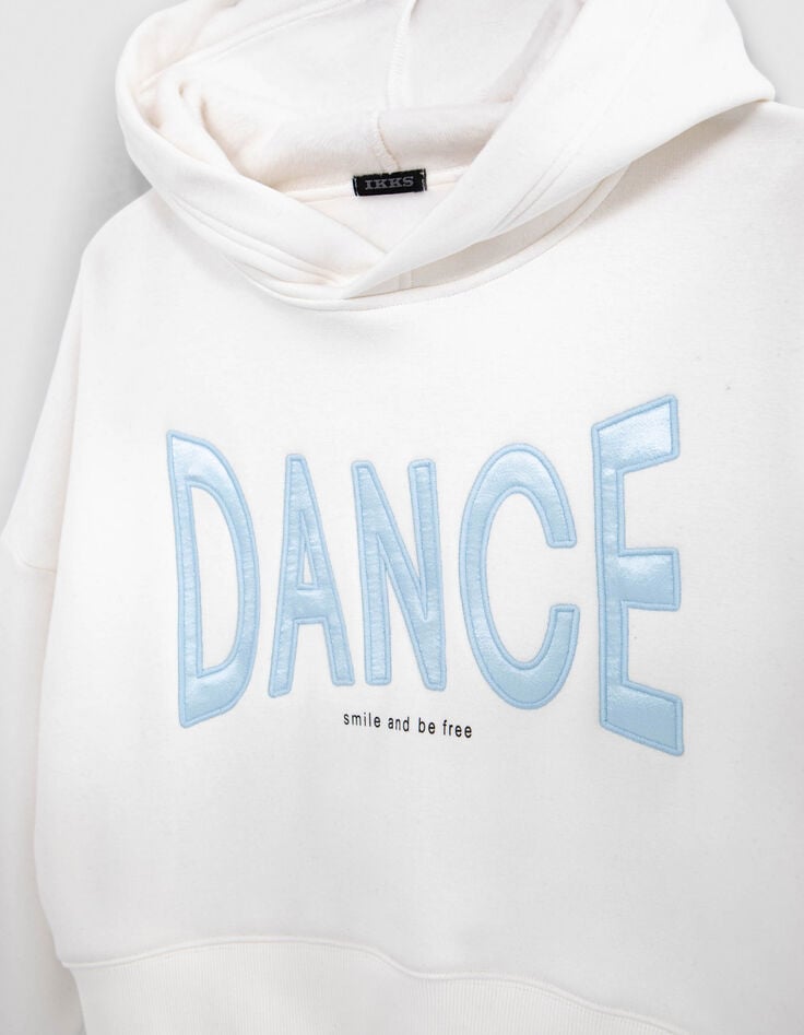 Ikks Sweat écru Maxi Message Bleu Brodé Fille
