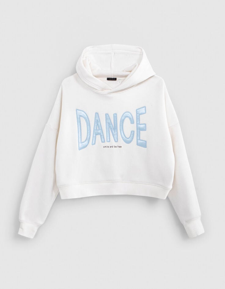 ikks Sweat écru maxi message bleu brodé fille