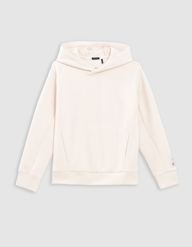 Ikks Sweat écru Message Flocage Gomme Garçon