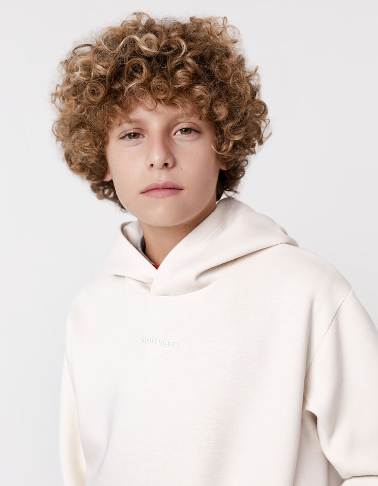 ikks Sweat écru message flocage gomme garçon