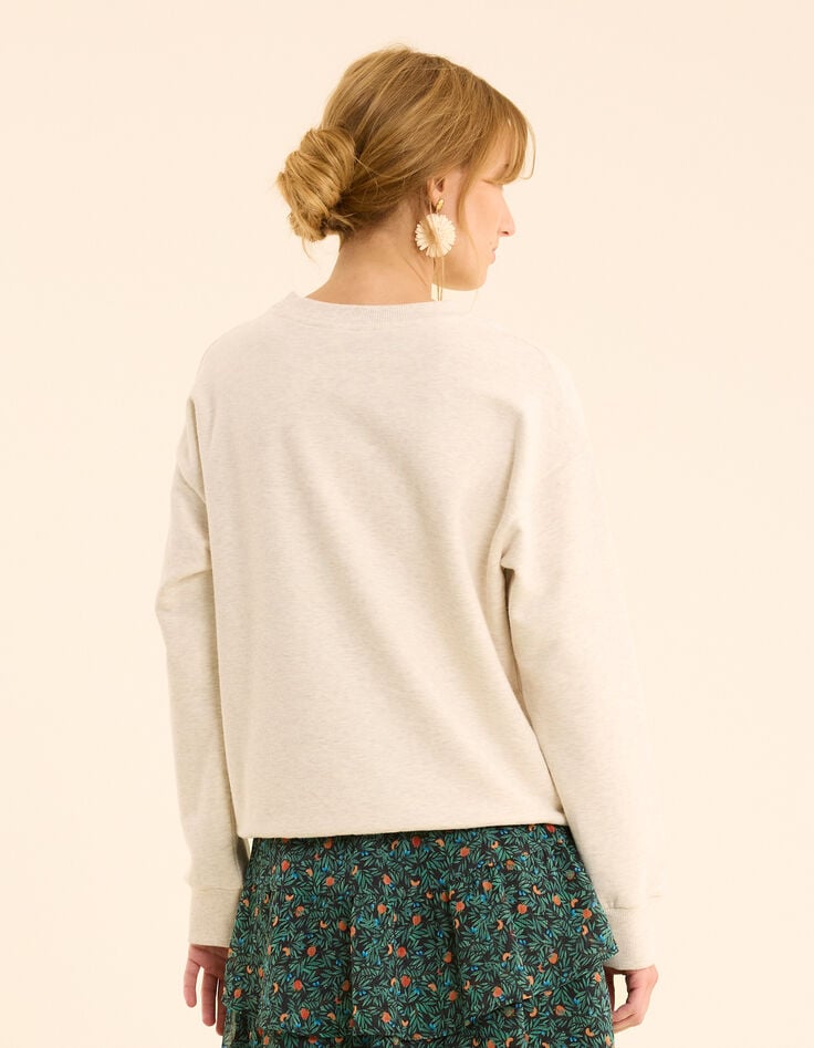 Ikks Sweat écru Message Multicolore I.Code