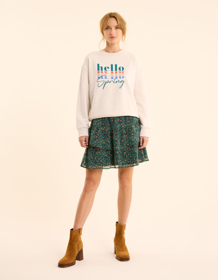 Ikks Sweat écru Message Multicolore I.Code