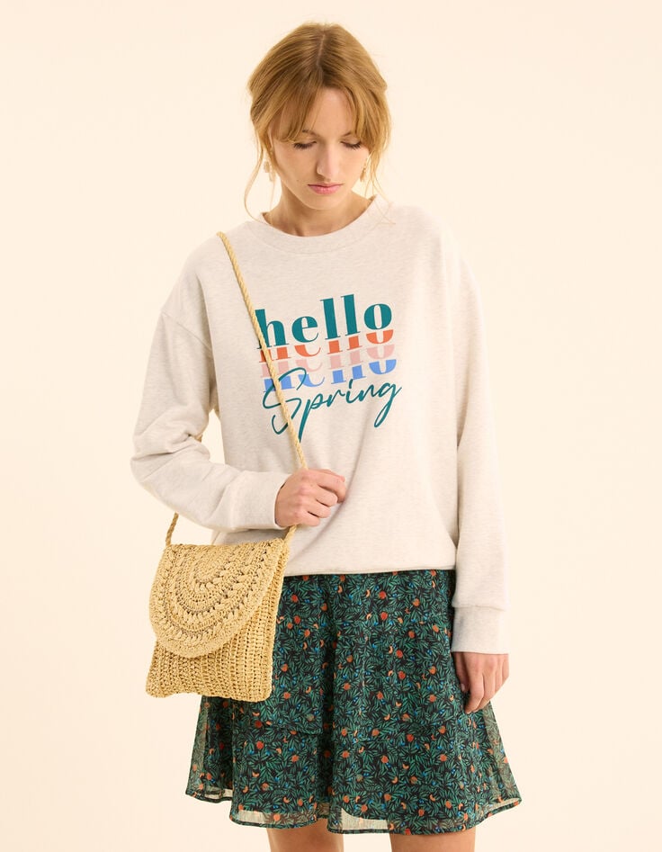 ikks Sweat écru message multicolore I.Code