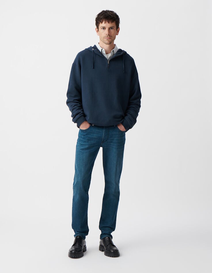 Ikks Sweat Encre à Capuche Col Zippé Homme