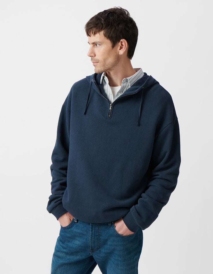 ikks Sweat encre à capuche col zippé Homme