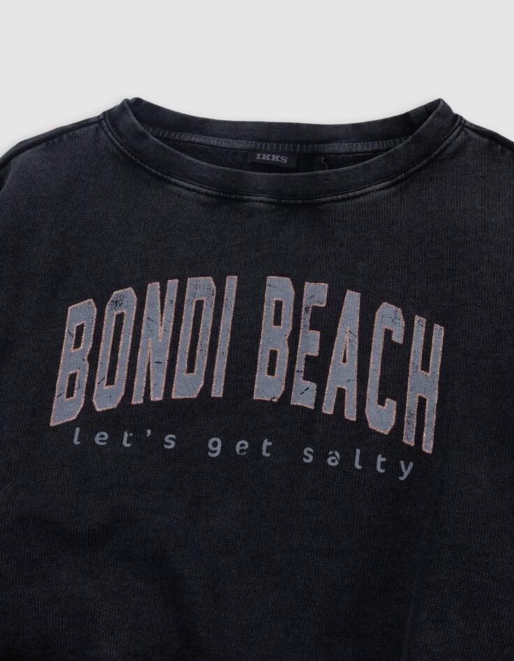 Ikks Sweat Gris Cropped Message Pailleté Fille