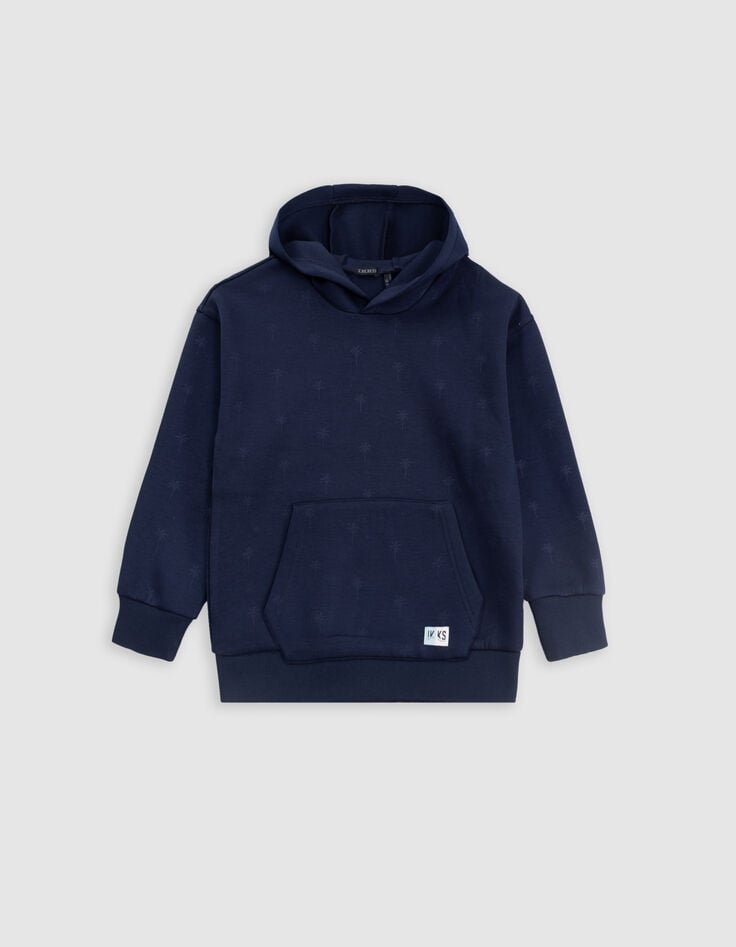 Ikks Sweat Marine à Capuche Motif Palmiers Garçon