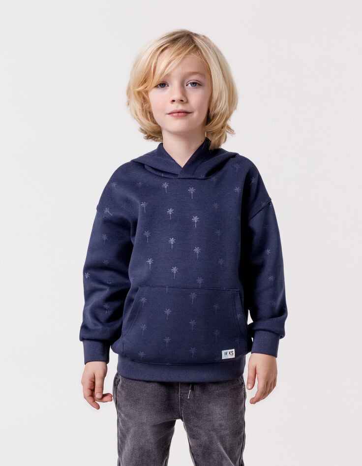 ikks Sweat marine à capuche motif palmiers garçon