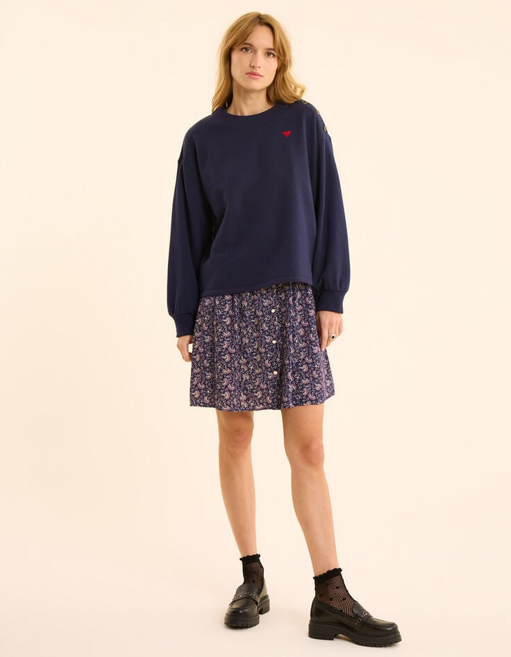 Ikks Sweat Marine Broderie Cœur I.Code