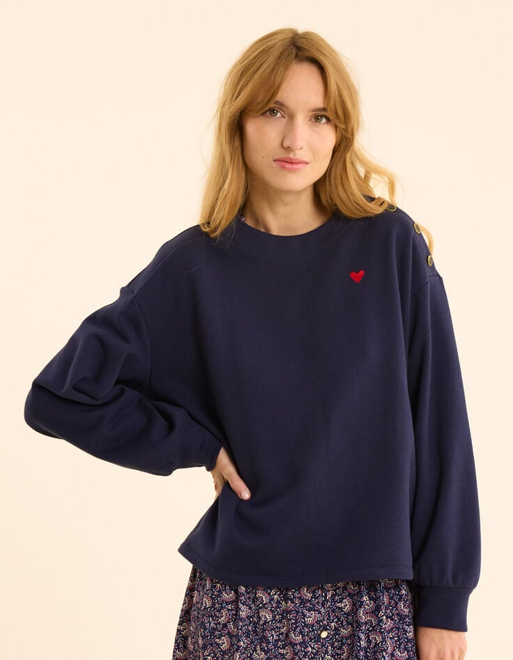 Ikks Sweat Marine Broderie Cœur I.Code