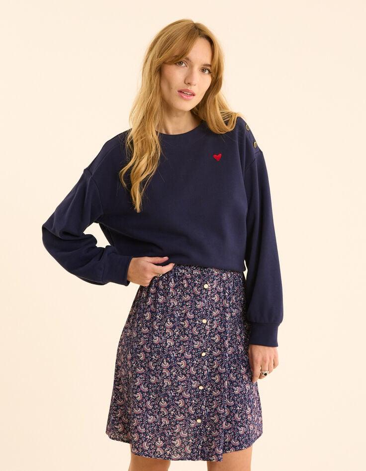 ikks Sweat marine broderie cœur I.Code